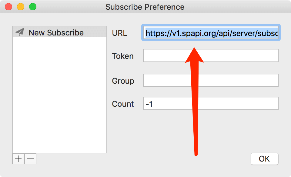 将上一步复制的订阅链接粘贴到“URL”输入栏