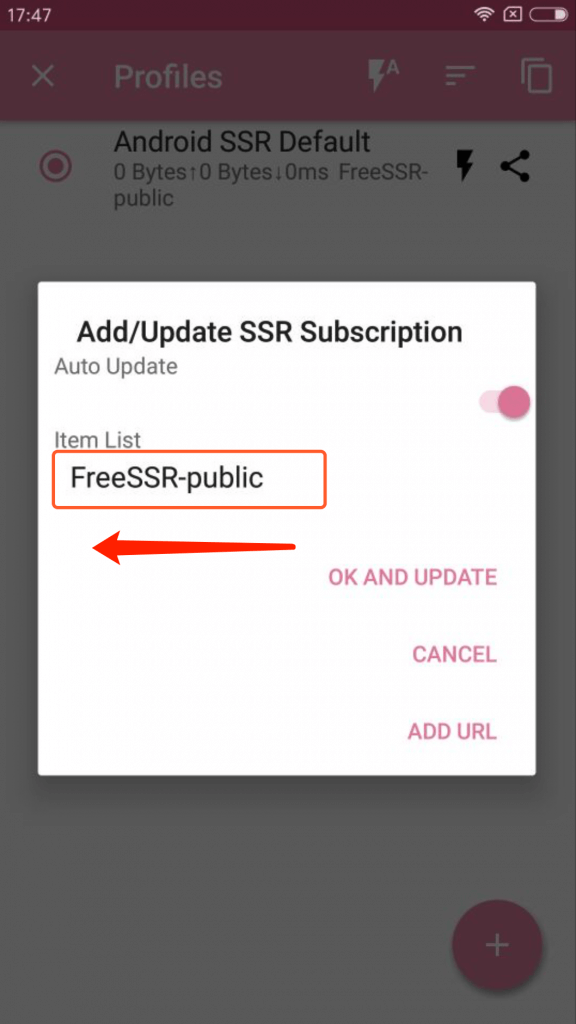 向左滑动“FreeSSR-public”来删除app内置的内置测试订